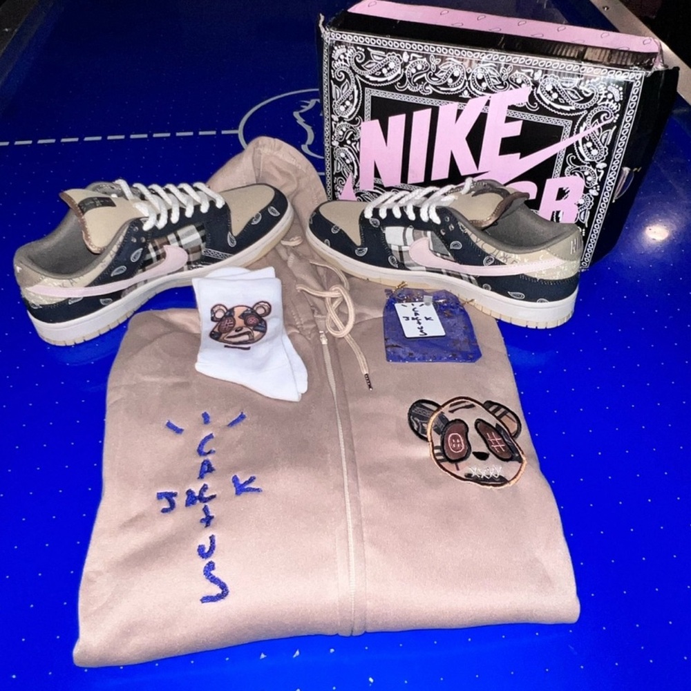 Cactus Jack style dunk hoodie set